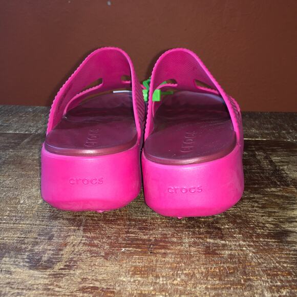 NEW Crocs Getaway Groove Platform H Strap Sandal Womens 10 Dragonfruit Pink Shoe - Picture 3 of 8